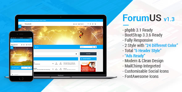 ForumUS - Modern Responsive phpBB Style - phpBB style preview