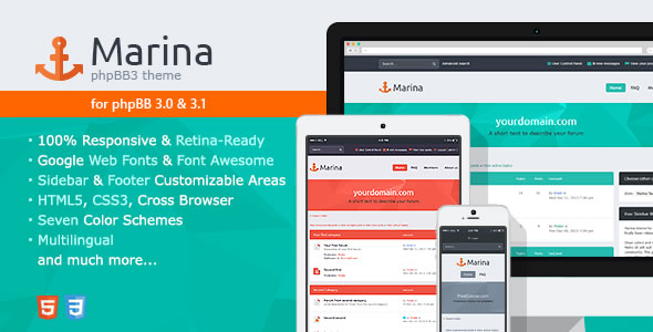 Marina - Flat Design phpBB Style - phpBB style preview